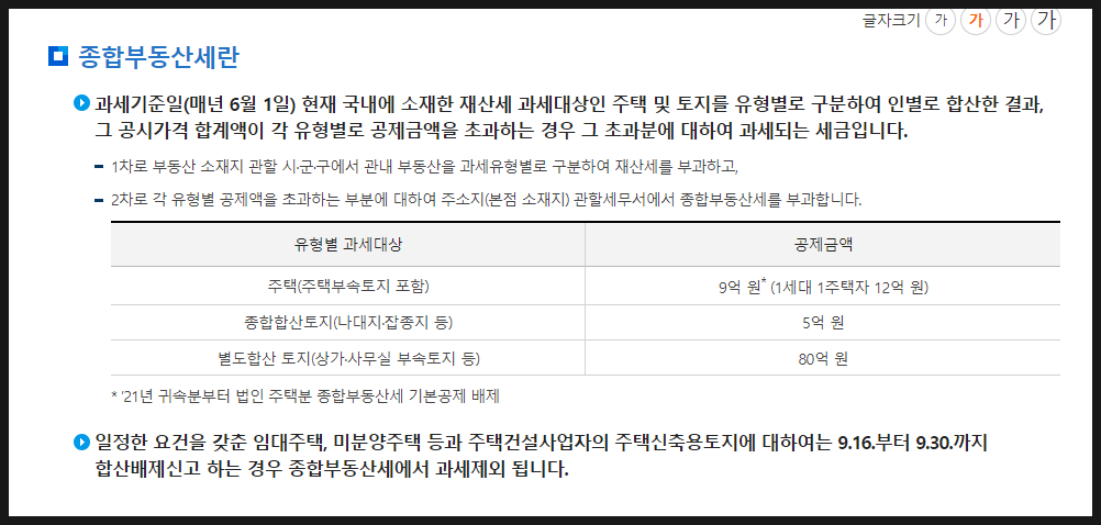종합부동산세 과세 대상 신고 종부세 기준 계산기 01
